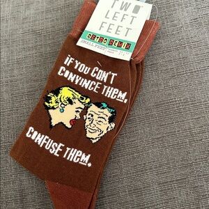 TWO LEFT FEET Retro Remix Crew Socks Convincing theme Small feet size NWT